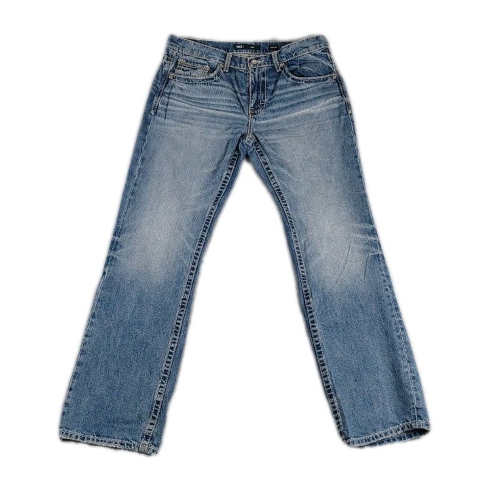BKE Buckle  Jake  Denim Jeans Pants Mens 34X34 Mid Wash Thick Stitch Pants